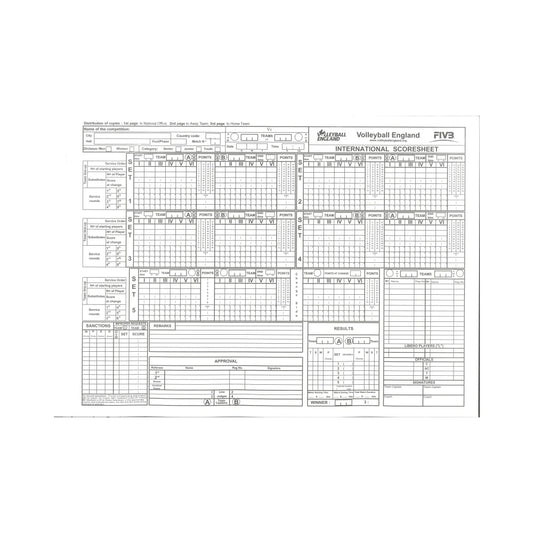 Volleyball England Scoresheet Pads